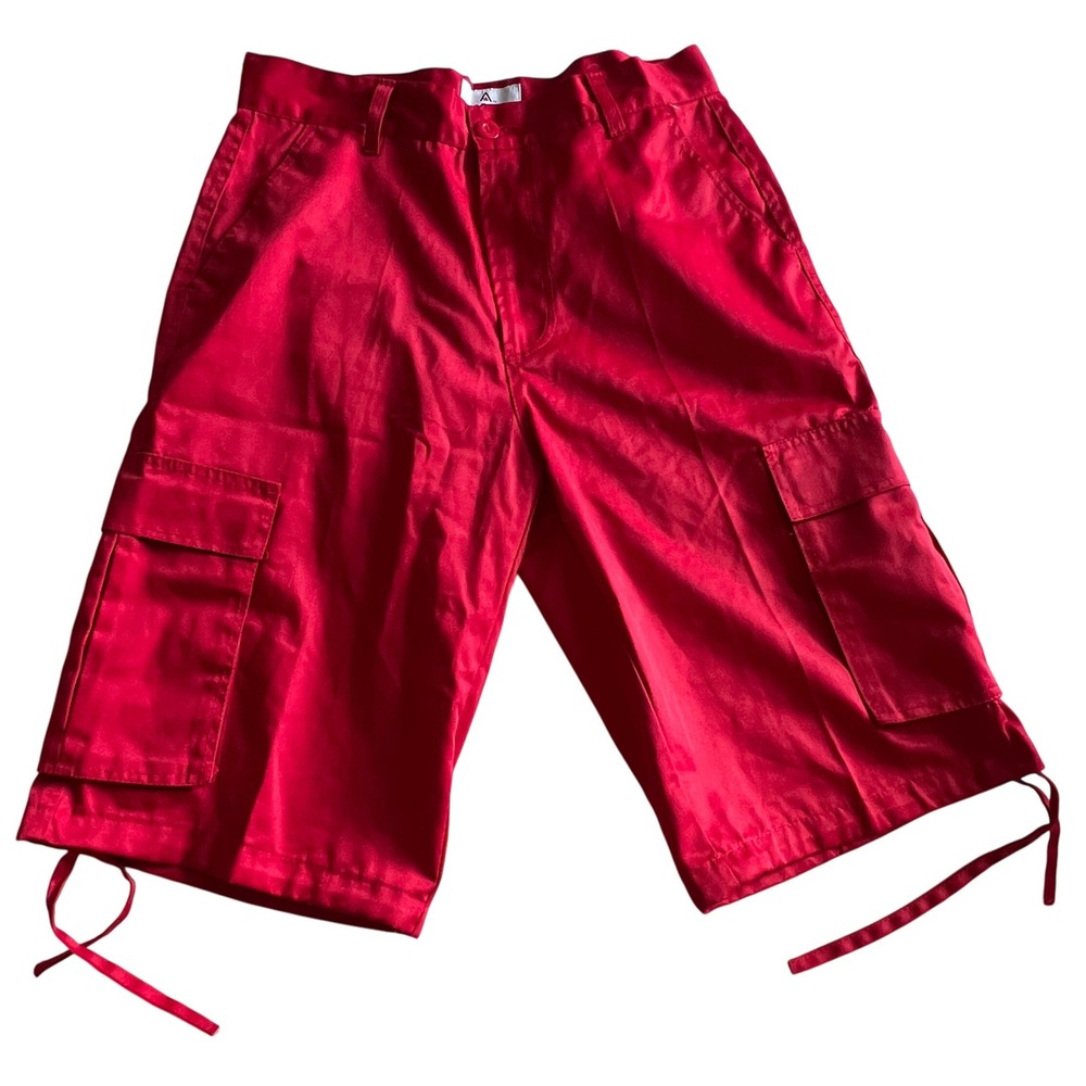 Access Red Cargo Shorts with Ties Mens‎ Size 34 Street Skater Hip Hop Outdoor